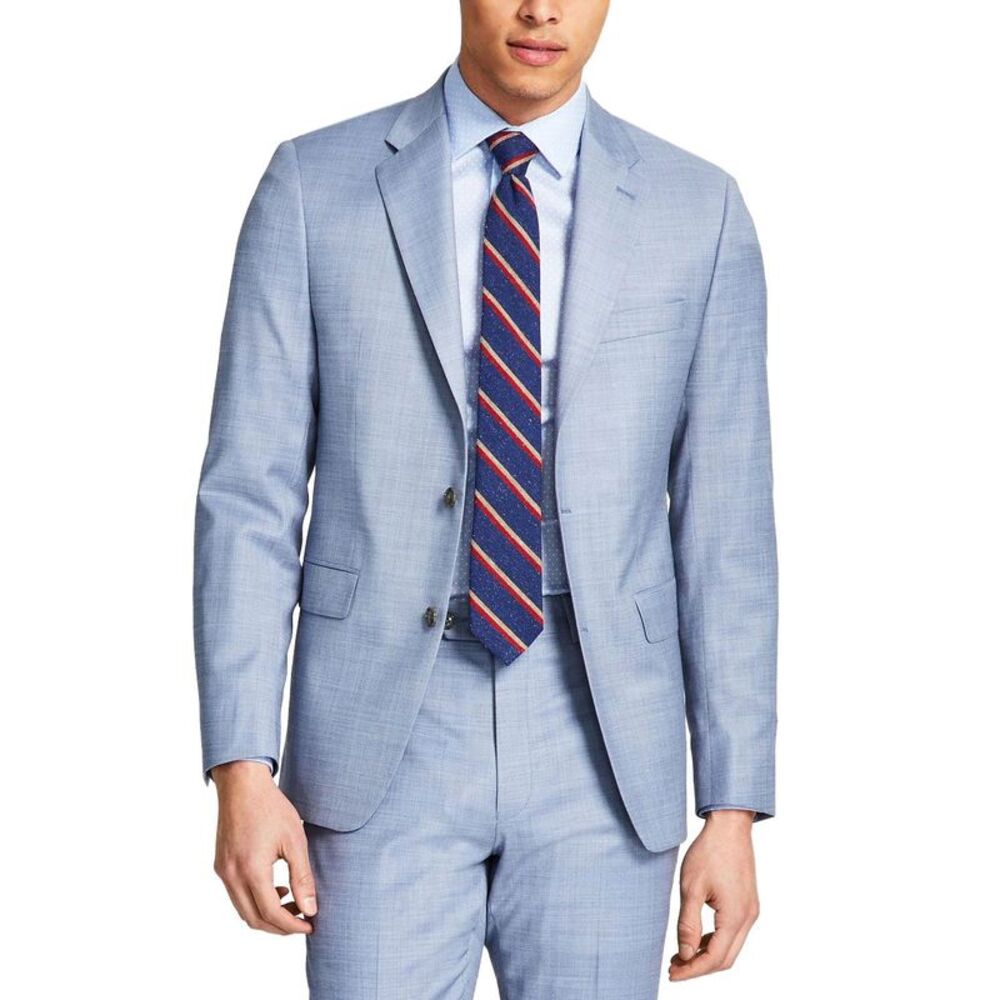 Calvin Klein Mens Slim-Fit Wool-Blend Suit Jacket 42 Short Light Blue  NWT $480